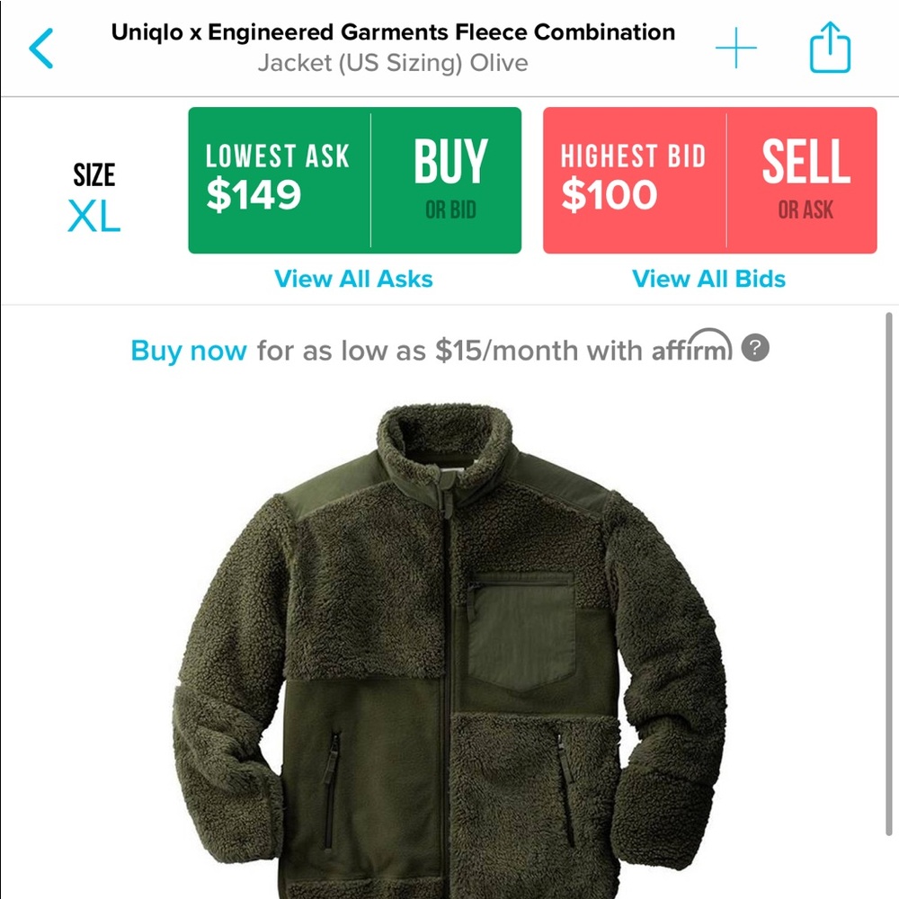 Rare Uniqlo x engineered garments zip up fleece